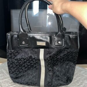 Tommy Hilfiger Black Monogram Tote Bag - Y2K Mini Purse Old Money 90s 2000s